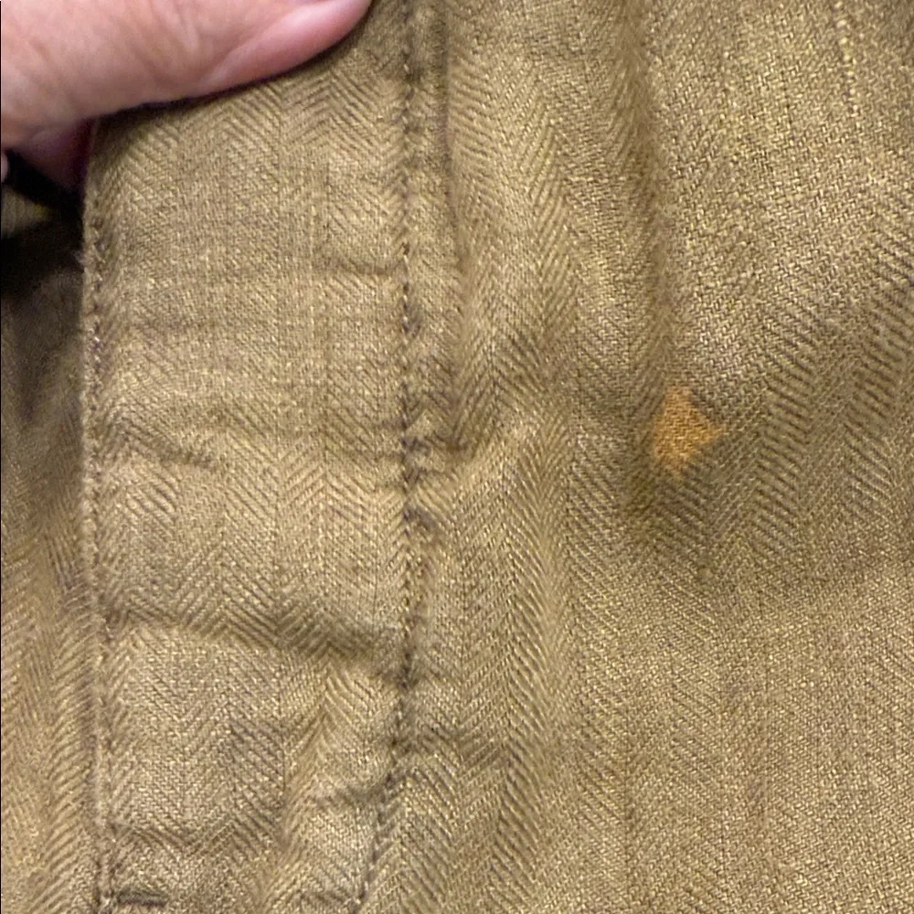 Free People paper bag high waisted Brown Pants 100% linen cuffed hem large - Picture 11 of 12